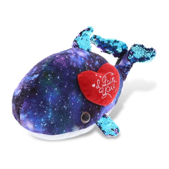 Dollibu I Love You Heart Space Purple Whale Plush - 13 inches