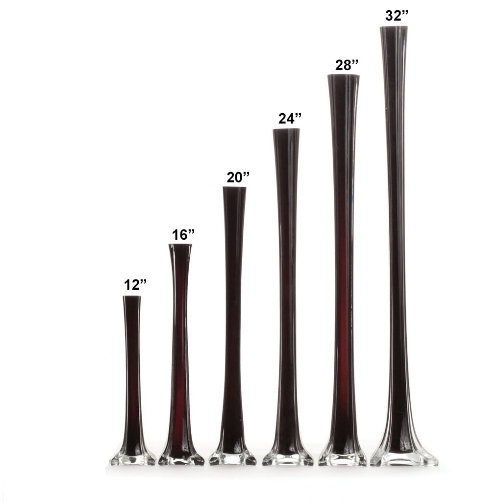 Set of 12 Pieces 16 inch Inches Tall Glass Eiffel Tower Vases for Centerpieces, Flowers, Decorations, and Gifts (12 Pieces - Black)