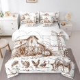 thumbnail image 1 of YST Windmill Queen Comforter Set 7 Pcs,Rustic Barn Farmhouse Bed in a Bag,Chick Cow Farm Animals Sheet Set,Hand Drawn Illustration Sheets,Countryside Rural Meadow Room Decor Bed Set,Taupe, 1 of 5