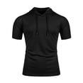 thumbnail image 1 of Sudaderas con capucha para hombre, camisa de manga corta, suéter atlético de entrenamiento ligero sólido Negro L Unique Bargains Sudaderas, 1 of 6