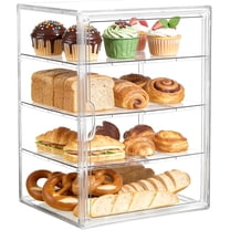 Yalumo Bread Box for Kitchen Countertop, Large 4-Layer Bread Storage Container, Adjustable Clear Pastry Display Case with Magnetic Door for Homemade Breads, Muffins, Bagels, Pastries