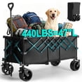 thumbnail image 7 of ACCVER Heavy Duty Collapsible Wagon Cart - 440LBS Capacity Folding Utility Cart w/ All-Terrain Wheels, Drink Holders for Camping, Beach, Grocery, Sports (Foldable & Portable), Extra Large Black, 7 of 7