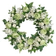 thumbnail image 1 of Corona de flores de peonía artificial, corona floral para decoración de interiores, adorno blanco Blanco Verde1, 1 of 9