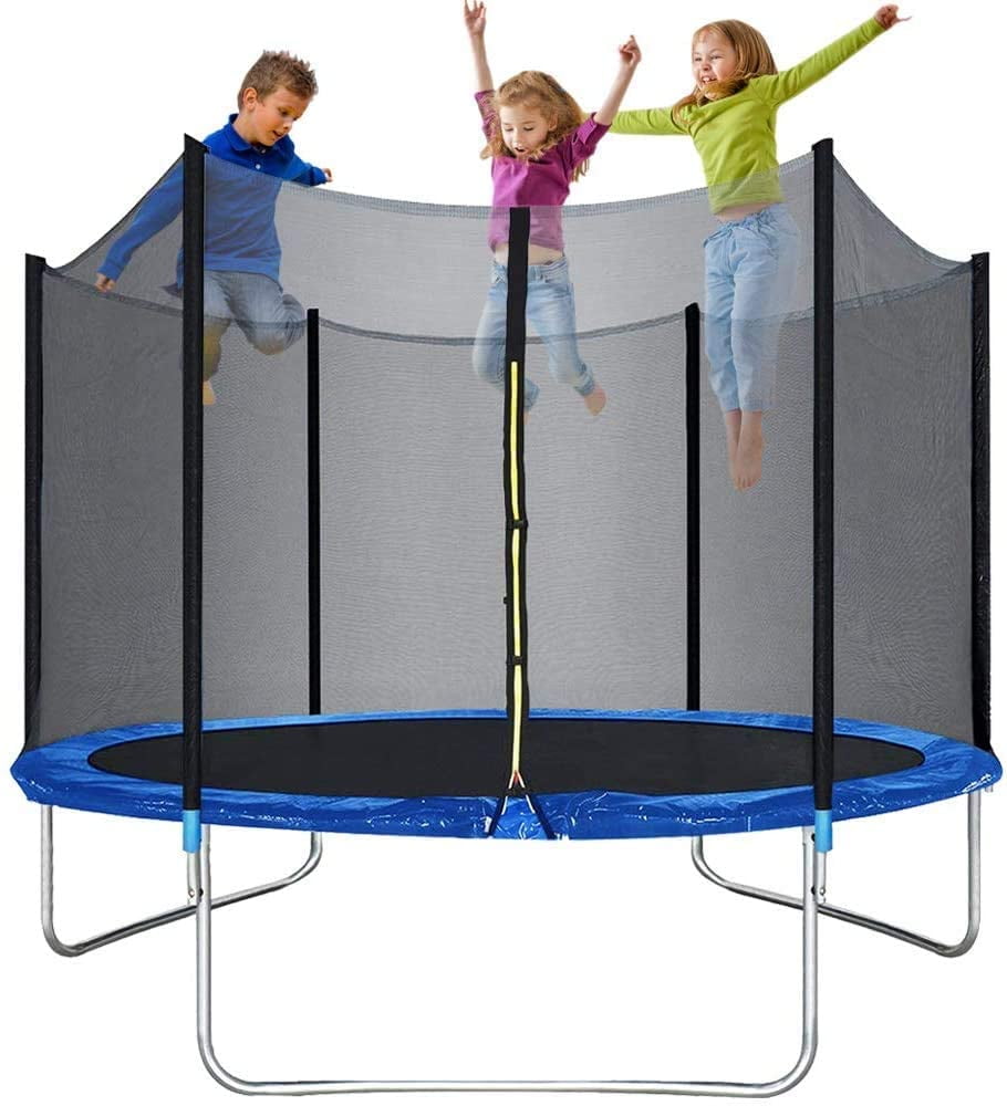 INCLAKE Trampoline with Safety Enclosure Net,10 FT Exercise Trampoline with Jumping Mat and