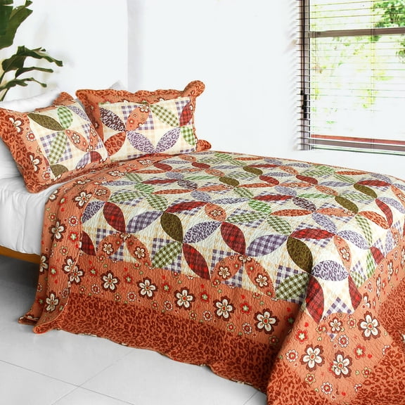 Temptation of an Angel3PC Cotton Contained Patchwork Quilt Set Full/Queen Size