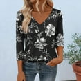 thumbnail image 2 of Ruimatai Women's Casual Printed V-Neck 3/4 Sleeve Blouse Loose Comfortable Tops for Daily Wear, 2 of 6