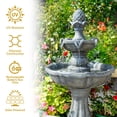 thumbnail image 4 of Sunnydaze Outdoor Backyard Polyresin Solar Powered 2-Tier Pineapple Top Water Fountain Feature - 33", 4 of 10