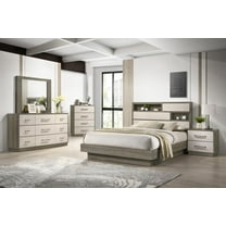 Gem Modern Style King 5PC Bedroom Set Made with wood in light Beige & Brown