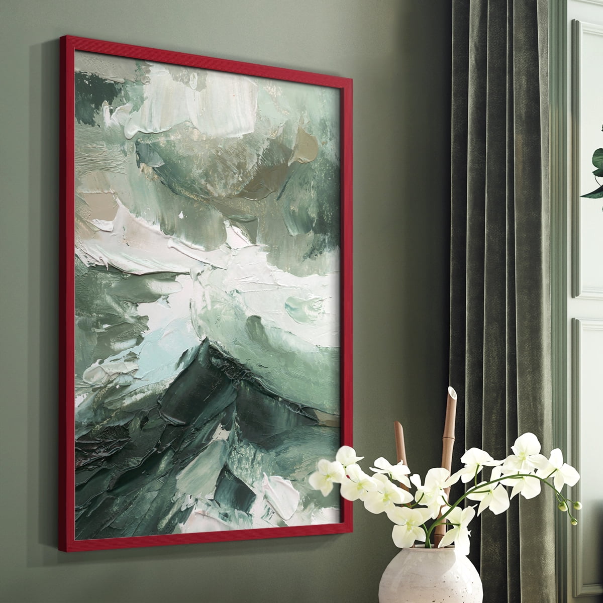 Crashing II Framed Print in Red Solid Wood Framed Print No Nail Hanging