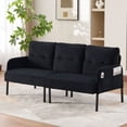 thumbnail image 2 of S-HOME Modern Plush Corduroy Upholstered Loveseat with Dual Side Pockets and Metal Legs, Sofa for Apartment, Black, 2 of 17