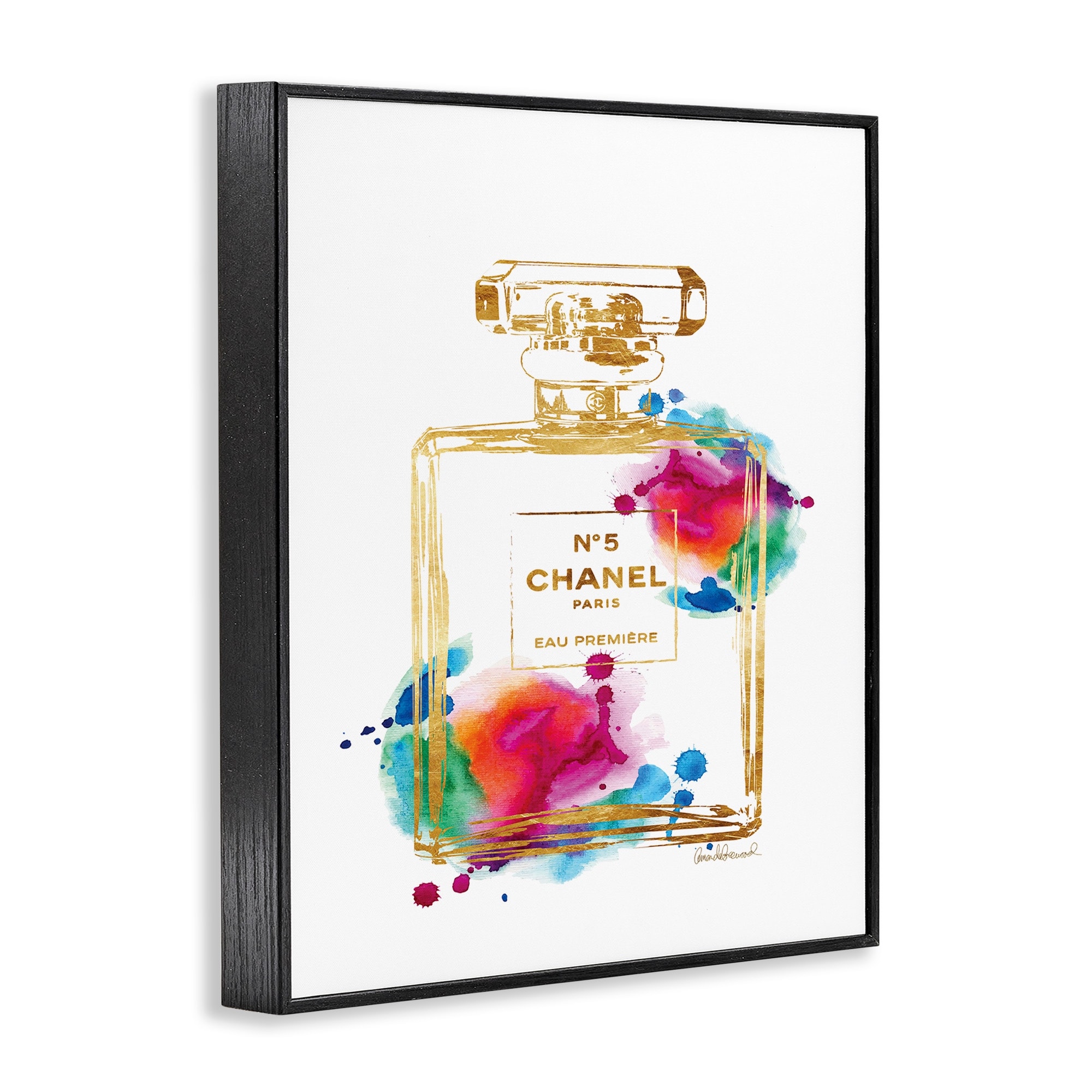 Stupell Fashion Perfume Gold Rainbow Framed Giclee Texturized Art by Amanda Greenwood 11 x 14 Black