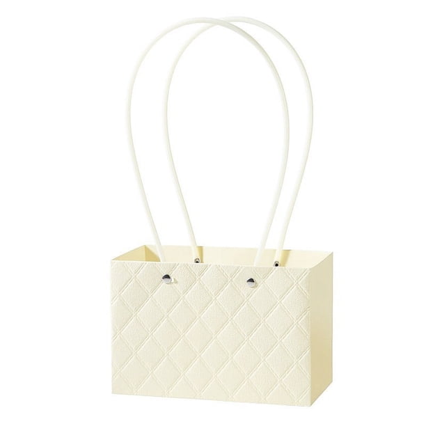 Zhuge 5 bolsas de regalo de flores para el Día de la Madre, bolsas de papel para envolver ramos portátiles con asa, cajas de flores impermeables de 4,5 x 3,9 x 4,7 pulgadas (amarillas)