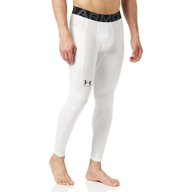 Leggins Under Armour HeatGear para hombre, color blanco/negro, talla M