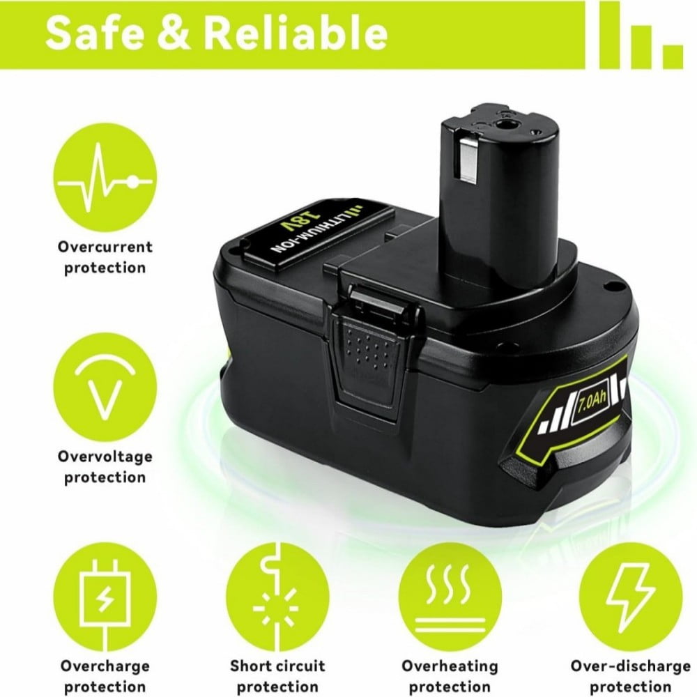 5.0Ah Repacement for Ryobi 18V Battery with P117B Charger Compatible with Ryobi Battery 18V P102 P103 P104 P105 P107 P108 P109 Battery & Charger Kit With USB Port