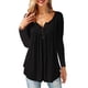 thumbnail image 3 of Camiseta de mujer con cuello en V, blusa abotonada, túnica lisa, manga larga o manga corta, 3 of 5