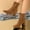 Brown, variant on Women's Square Toe Dressy Ankle Boots Pull On Chunky Block High Heels Stretchy Dress Short Booties Yellow 8.5(41)