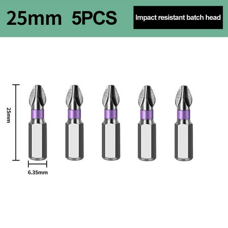 

5PCS Non-slip PH2 Magnetic Batch Head Cross Screwdriver Hardness Drill Bit