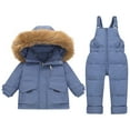 thumbnail image 2 of Ski Suit Kids Snowsuit Boys Girls Fashion Solid Color Down Jackets Keep Thickening Warm Outdoor Coat Jumpsuit Set, 2 of 7