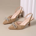 thumbnail image 4 of Women's Slingback Kitten Heels Closed Pointed Toe Wedding Party Dress Pumps Shoes Women's Elegant Pointed Toe Shoes with Bow Trendy Sandals, 4 of 9