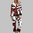 thumbnail image 2 of MuZeFu Pajamas for Women Set 2 Piece Ladies' Christmas Printed Casual Top Pants Pajama Set White XXL, 2 of 6