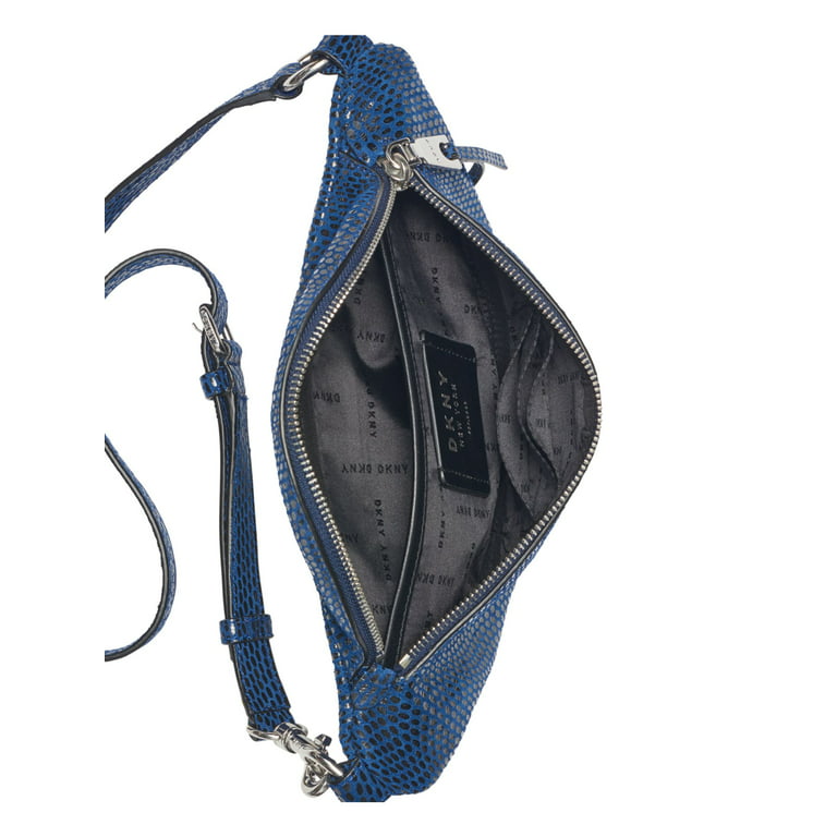 DKNY Blue Sally Belt Bag Animal Print Leather Fanny Pack -