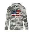 thumbnail image 4 of ZCFZJW Camo American Flag Print Hoodie Tops for Men Lightweight Casual Drawstring Long Sleeve Hooded Pullover Sweatshirts Trendy Comfy Athletic Patriotic Shirts with Pockets Dark Gray L, 4 of 5