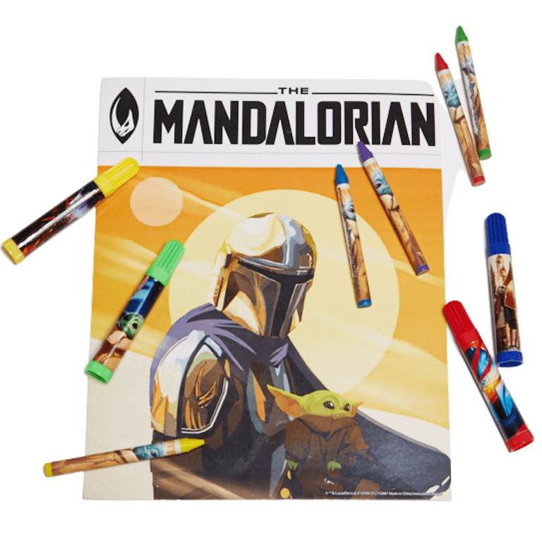 Innovative Designs Star Wars Baby Yoda Mandalorian Kids Coloring Set 30 Pc. w/Stickers & Pencil Case