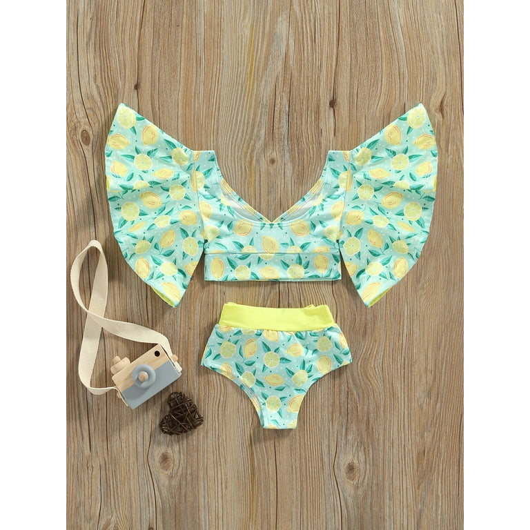 Infant Baby Girl s Bathing Suit Lemon Starfish Stripe Baggy