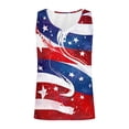 thumbnail image 4 of Qingpeng Womens American Flag Printed Ribbed Tank Tops Funny Stars Graphic Shirts Button V Neck Sleeveless Tees for 4th of July, 4 of 5