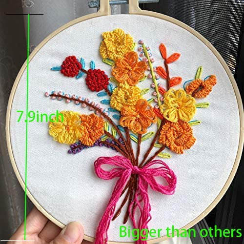 7.9 inch 3 Set Beginner Embroidery Kit，Hand Embroidery Starter Set,Crossstitching  Kits Preprinted,Leisure Arts Embroidery Kit,Gift for Girl Sister Female  Best Friend 