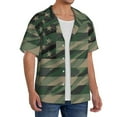 thumbnail image 3 of Lafuoo Jungle Green Camo USA Flag Pattern Men's Cuban Collar Short Sleeve Shirt, Button-Down Resort Beach Pocket Shirt-X-Large, 3 of 6