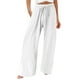 thumbnail image 2 of ICHUANYI Clearance Women's Casual Pants Elastic Waist Drawstring Long Pants With Pocket(White, M) ICHUANYI WER2023081205710, 2 of 5