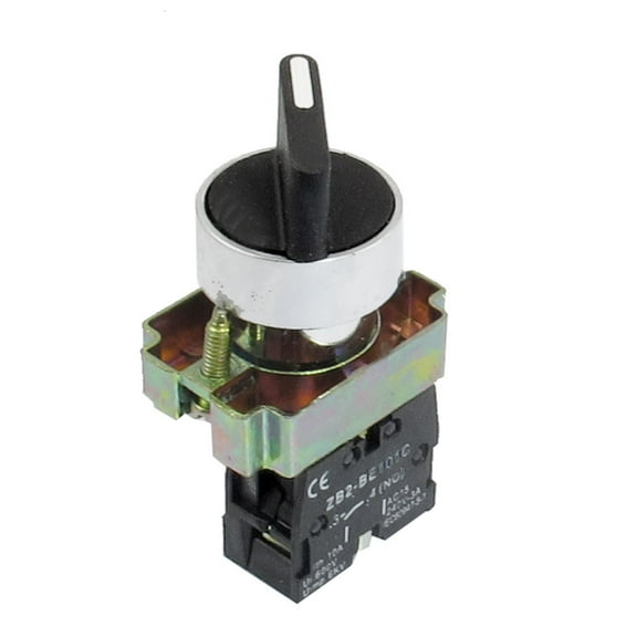 600V 10A 1 NO N/O Self Lock 2 Postion Rotary Selector Switch 22mm ZB2-BE101C