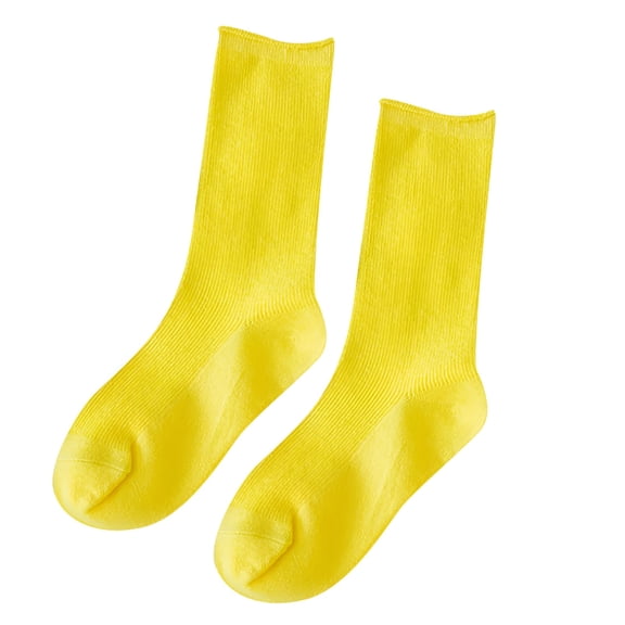 TELOLY 2026 New Socks Women'S Solid Autumn Socks Casual Cotton Socks Warm Socks for Office,Casual,Walking,Travel Yellow One Size Yellow Socks Women