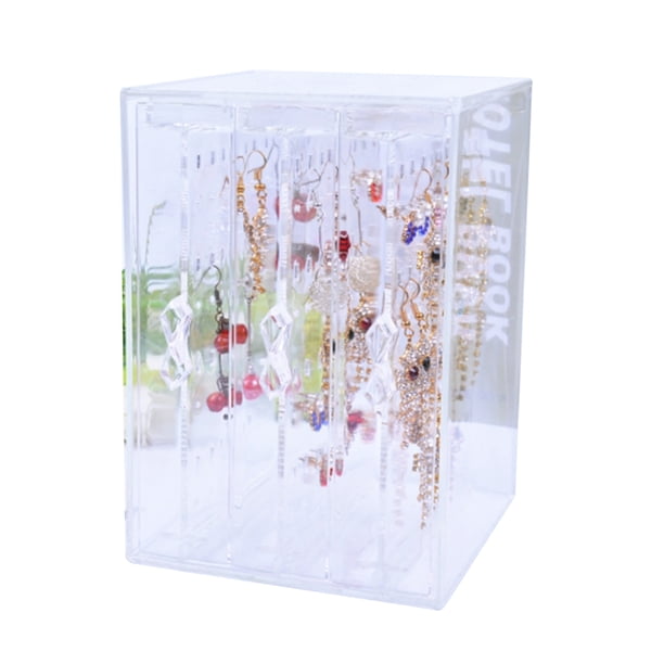 Caja de almacenamiento a prueba de polvo de joyería de Material PS transparente, 3 cajones, soporte para pendientes, estante de exhibición organizador de tachuelas de oreja de gran capacidad Advancent JJ18788-00