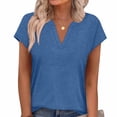 thumbnail image 2 of Turilly Trendy Solid V Neck T-Shirt for Women Women's Relaxed Fit Short Sleeve Soft Fabric Casual Daily Top, 2 of 6