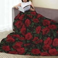 thumbnail image 6 of Honeii Rose Print Fleece Blanket - Throw Blanket for Bed, Sofa, Couch, Camping, and Travel , Microplush Ultra Soft Warm Blanket-40"x30", 6 of 7