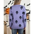 thumbnail image 2 of Halloween Sweaters for Women Skulls Printed Trendy Pullover Sweaters Casual Knit Crewneck Sweater Tops Shermie, 2 of 6