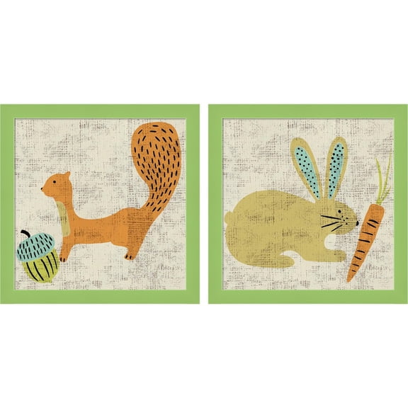 Great Art Now Ada's Squirrel & Bunny by Chariklia Zarris, 2 Piece Framed Art Set Each 14"W x 14"H