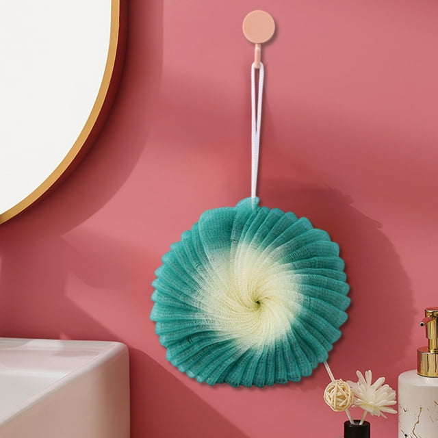 Esponja de Baño de Doble Capa con Forma de Flor de Concha y Gancho - Súper Suave, Esponjosa, 15 X 15 Cm - Colores Disponibles: Rosa, Gris, Naranja, Verde y Negro - Ideal para Regalar En Navidad