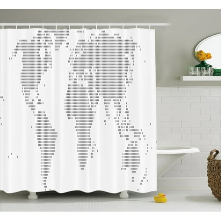 Map Shower Curtain, World Map with Graphic Dots Pixelated Seem Spotted Continents Design Simple Modern, Fabric Bathroom Set with Hooks, 69W X 70L Inches, Grey White, by (Best Bathroom Designs In The World)