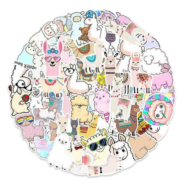 Pack De 100 Pegatinas Divertidas De Alpaca – Impermeables, Tamaño 6-12 Cm, Ideales Para Botellas, Portátiles, Tablas Y Más