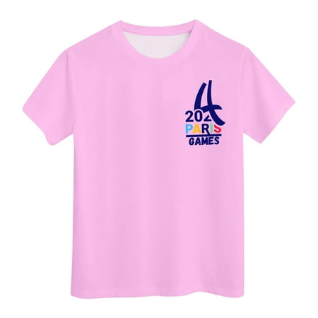 

MQLKF Girls Short Sleeve Shirts Kids Summer Tops Crewneck Tees 3 13 Years Soft Casual Beautiful Girls Tee
