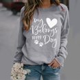 thumbnail image 1 of Femmes Casual Manches Longues Impression Col Rond Tops Chemise Chemisier Pull-Over, 1 of 3