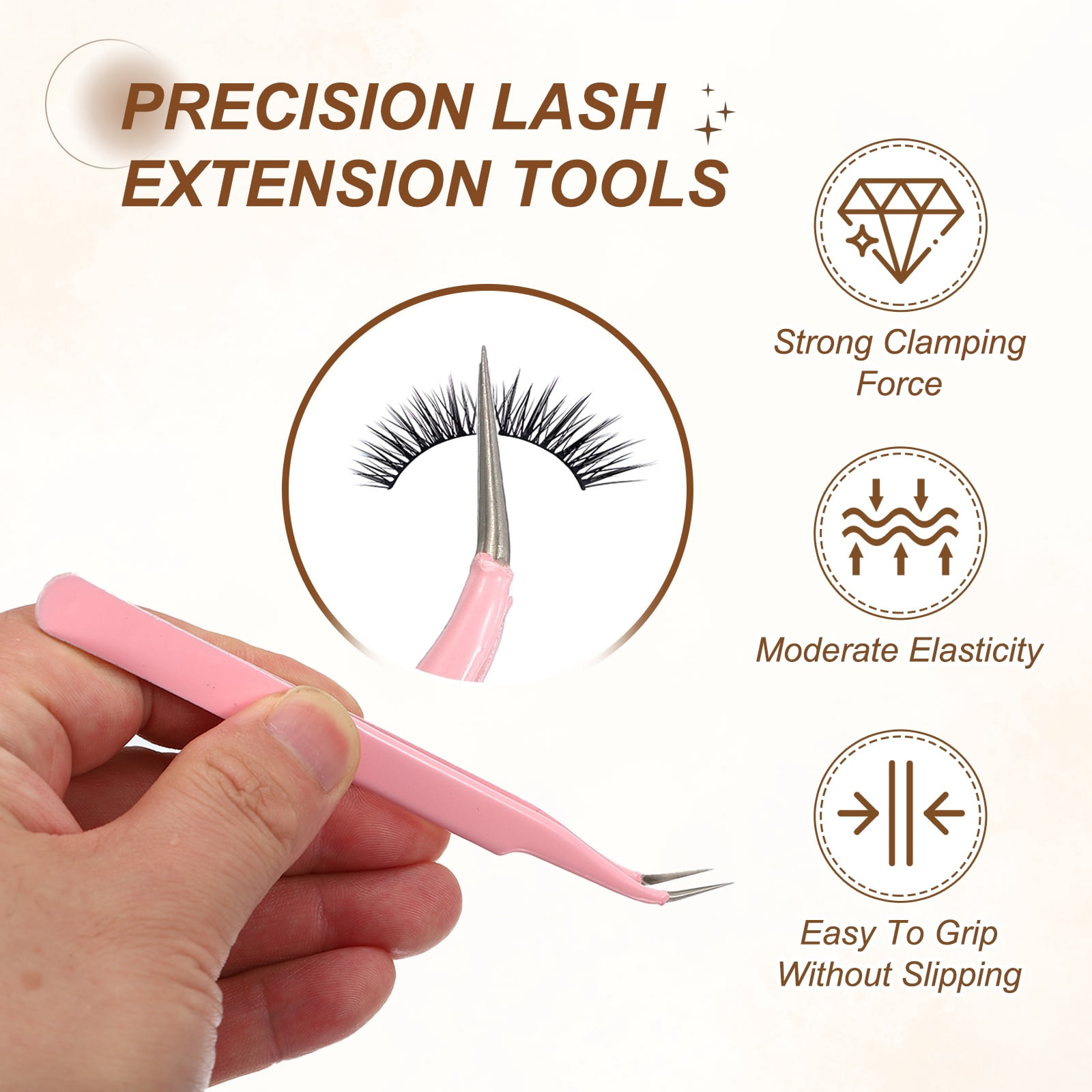 9Pcs Curved Pointed Craft Tweezers with Protective Cover for Eyelash Extensions