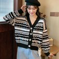 thumbnail image 3 of Korean Fashion Print Knitted Cardigan Jacket Women Single Breasted Long Sleeve Sweater Cardigan, 3 of 6