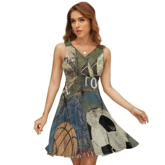 Natural Art Soccer Football Sports Dress Fashion Beach Long Dresses Female Party Printed Sundress