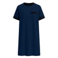 thumbnail image 5 of Tunic Dress for Women Crewneck Short Sleeve Casual Sporty Athleisure Style Contrast Trim Chest Pocket Soft Stretchy Loungewear Knee Length Shift Top, 5 of 7