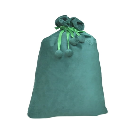 Santa Sacks Christmas Canvas Bag with Drawstrings and Plush, Reusable Santa Sack for Gifts, Christmas Solid Color Thanksgiving Xmas Stockings Stuffers Party Supplies 27 x 20 Inch