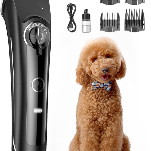 Dog Clippers for Grooming Doodles Poodles Thick Curly Hair,Low Noise Heavy Duty Dog Grooming Kit with Detachable Metal Blades